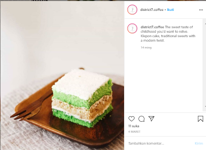 Klepon Cake - foto: District 7 Coffee & Co Instagram