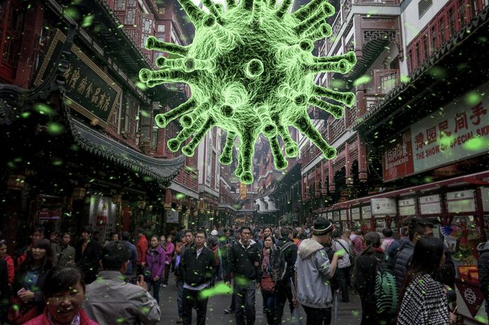 Ilustrasi virus corona yang berkembang di kehidupan masyarakat. (Sumber: health.grid.id)