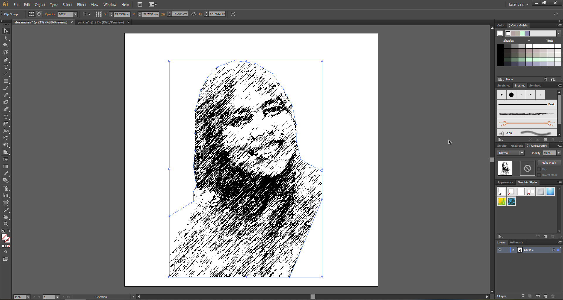 Memotong foto (clipping mask)