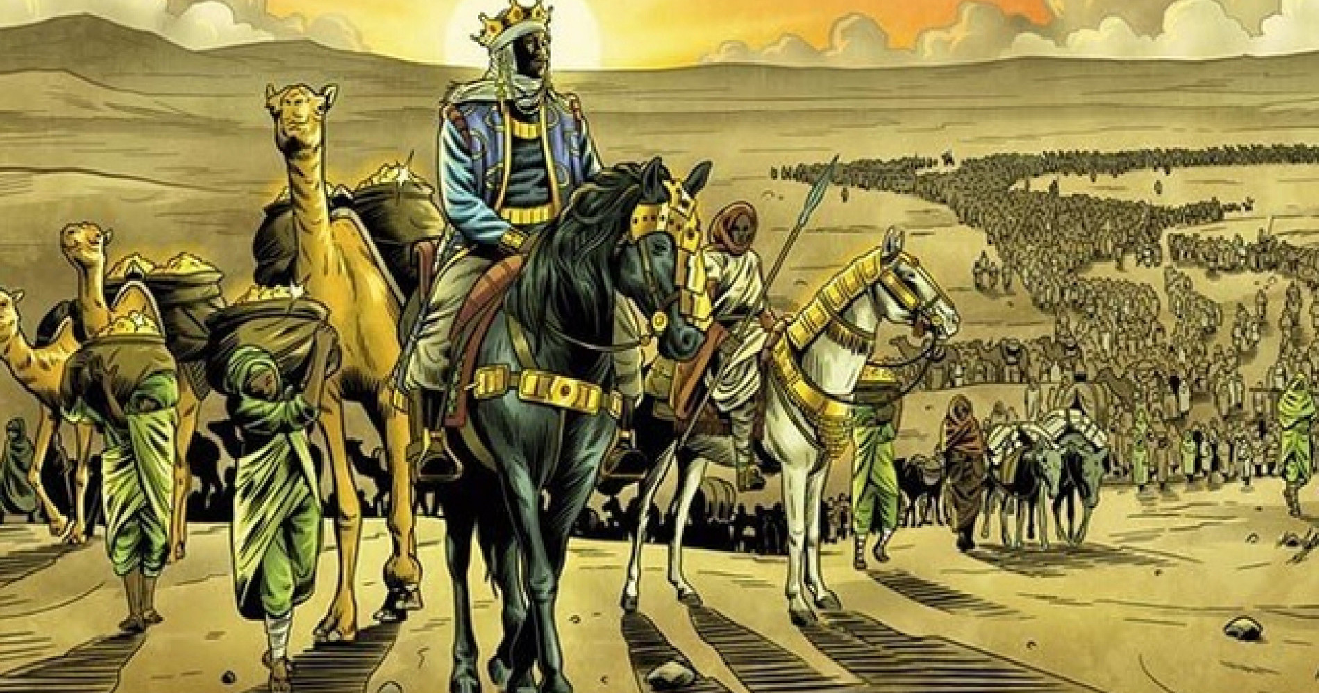 Ilustrasi Mansa Musa dan Rombongan (Sumber: Wikimedia Ccommons)