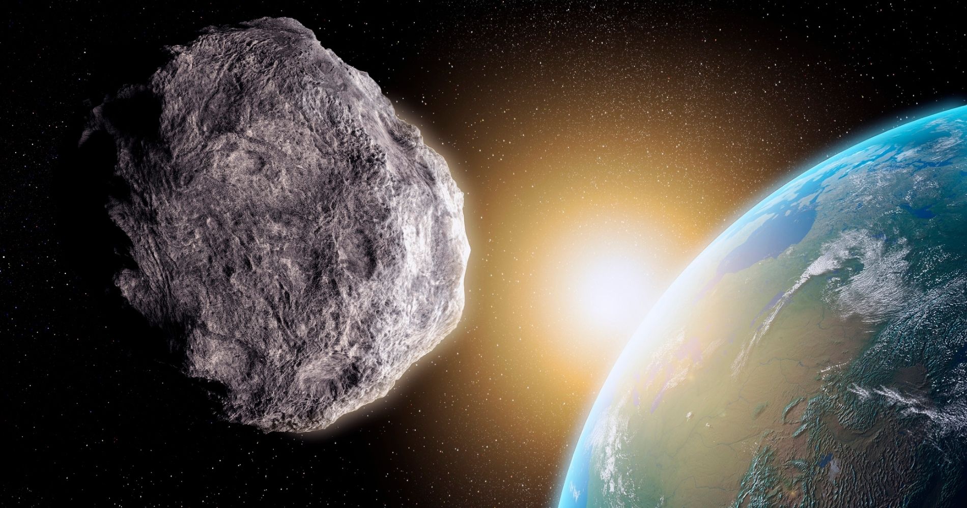Asteroid and Earth Illustration Web Bisnis Muda - Canva