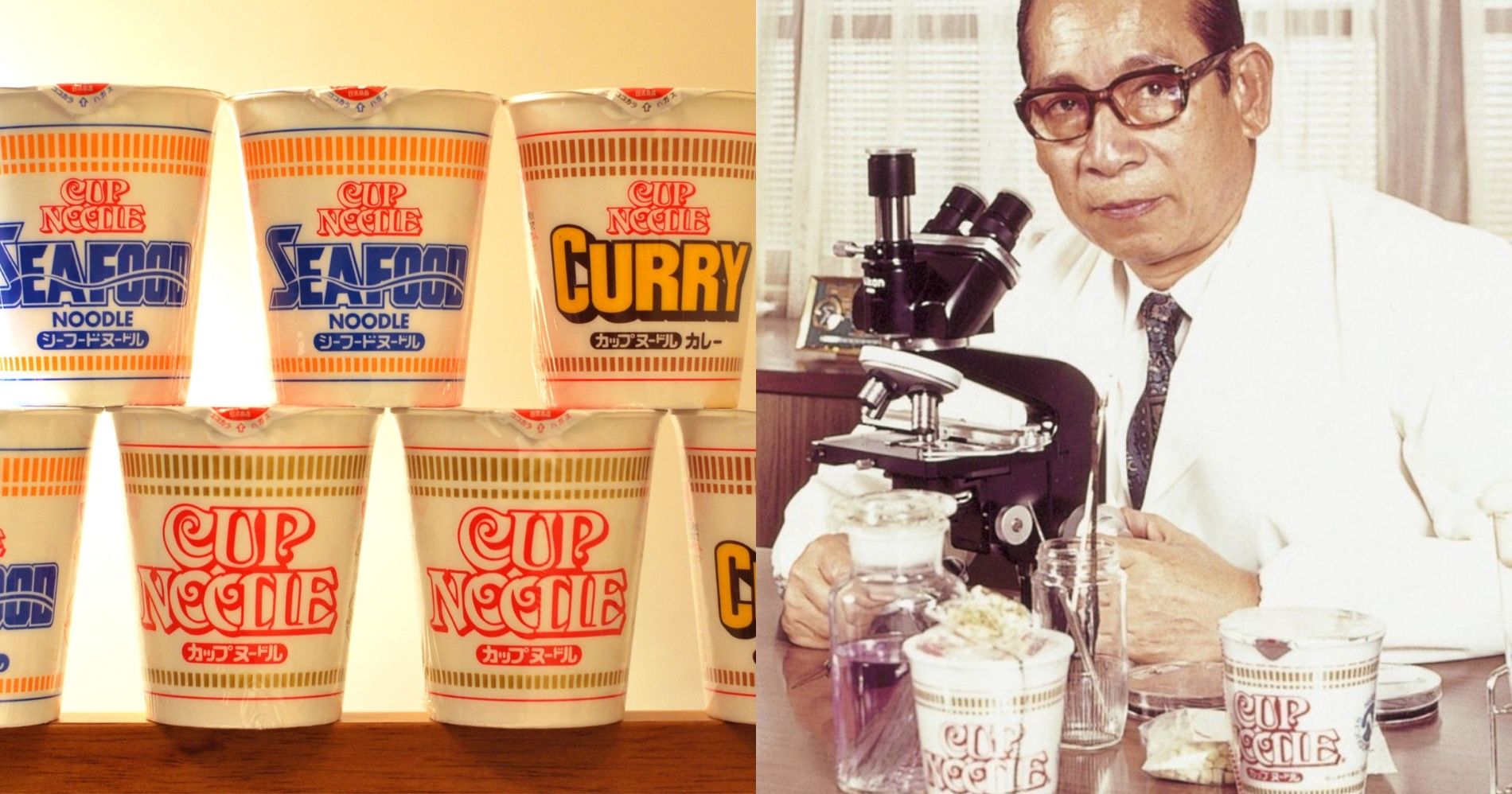 Momofuku Ando dan Nissin Cup Noodle sebagai Prionir Mi Instan Illustration Web Bisnis Muda - Image: Wikimedia & Cup Noodle Museum