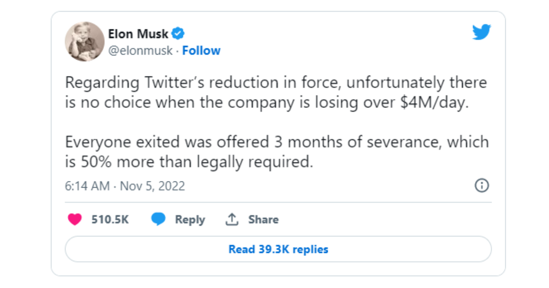 Elon Musk Umumkan Pemecatan. (Sumber: Twitter Elon Musk)
