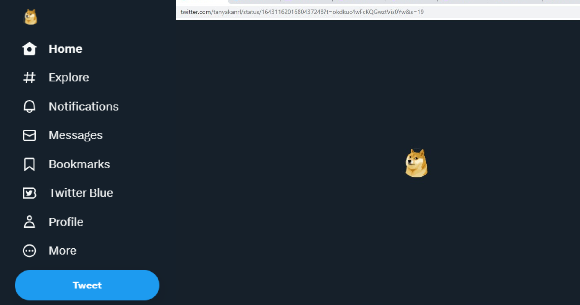 Logo Twitter ganti jadi DOGE di homepage dan saat loading