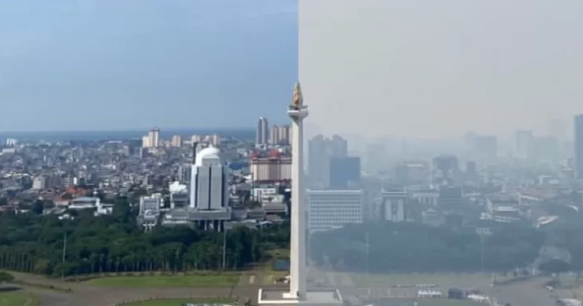 Suasana Kota Jakarta yang semakin gelap akibat polusi udara