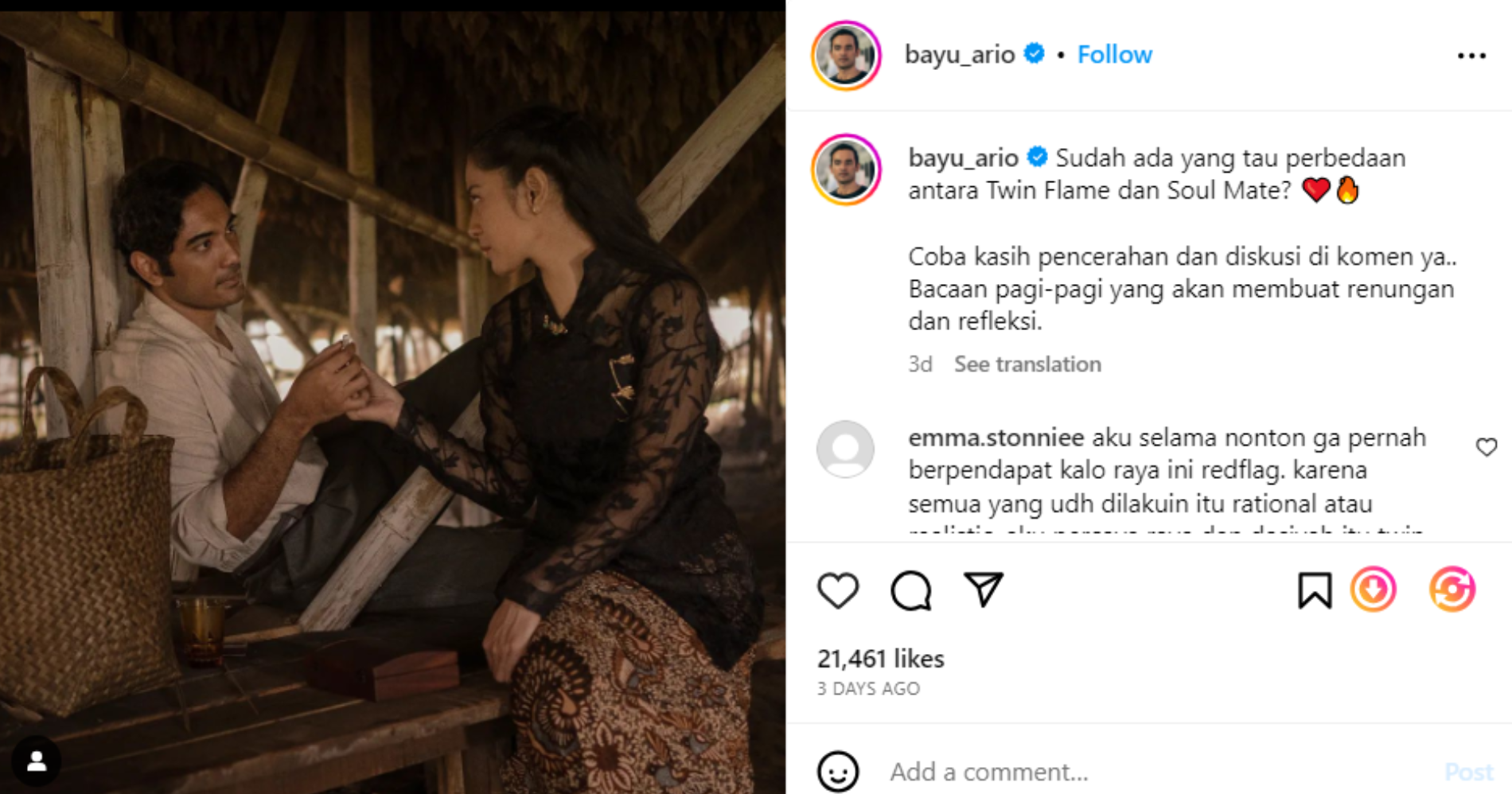 Ario Bayu Mempertanyakan Twin Flame dan Soulmate di IGnya - Image: Instagram @bayu_ario
