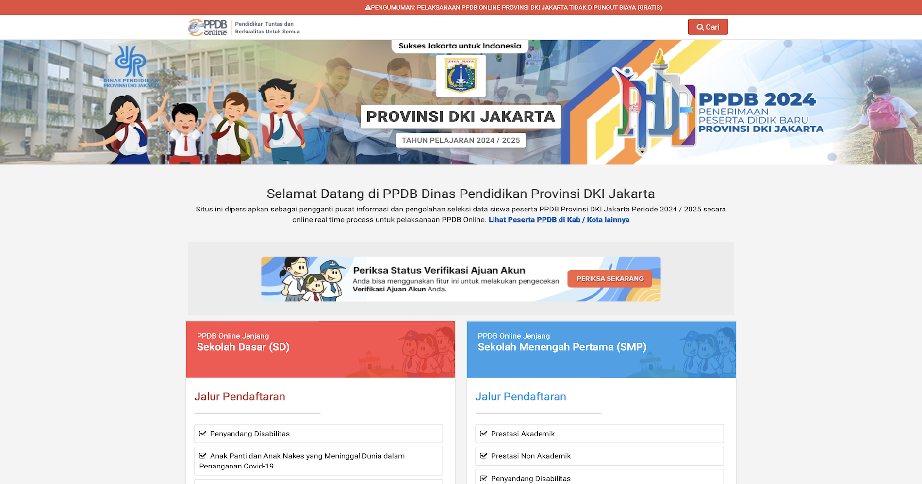 Website PPDB Jakarta yang dapat diakses melalui https://ppdb.jakarta.go.id/ (Sumber: PPDB Jakarta)
