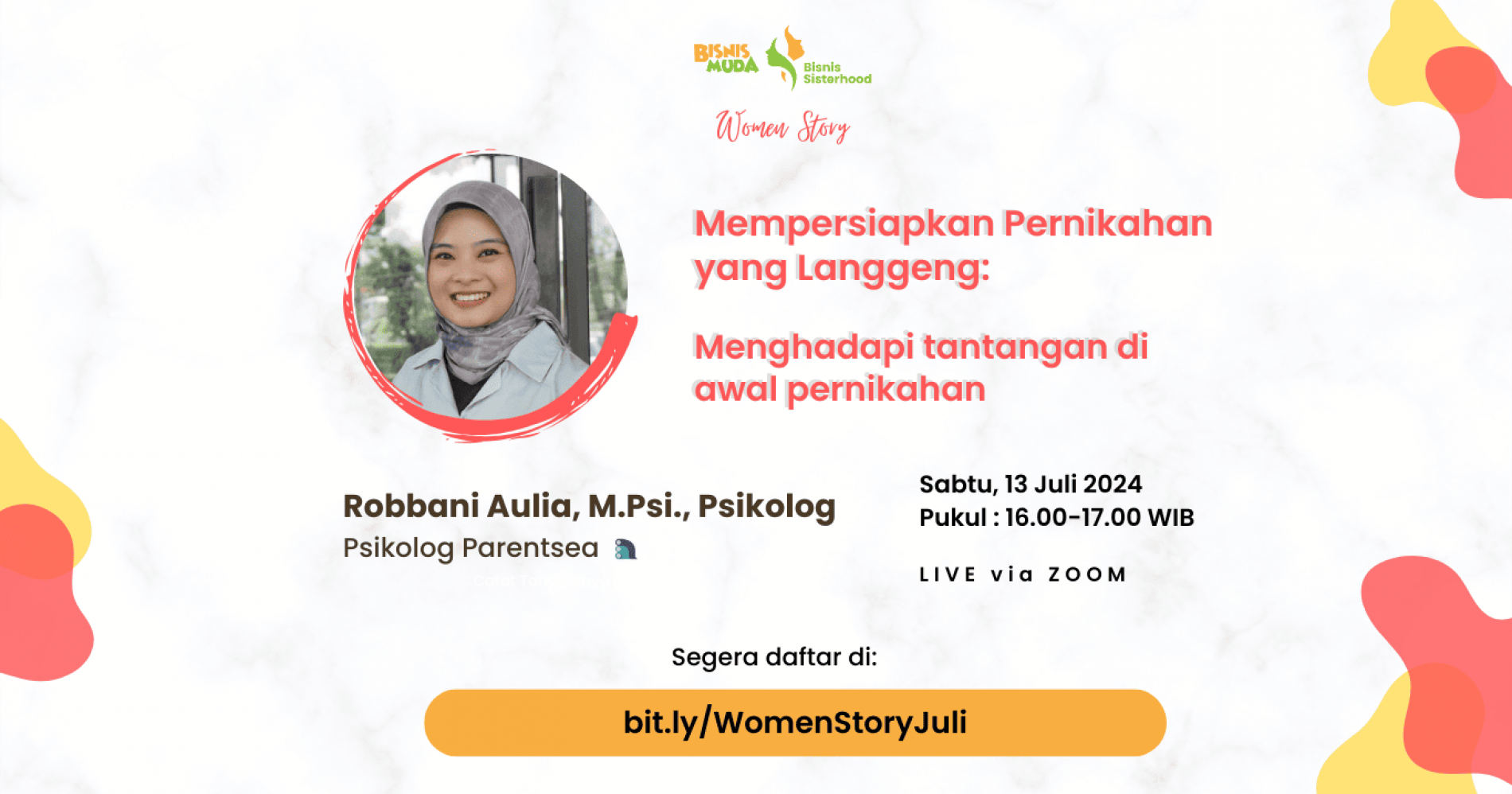 Women Story "Mempersiapkan Pernikahan yang Langgeng:Menghadapi tantangan di awal pernikahan" Dokumen Bisnis Muda