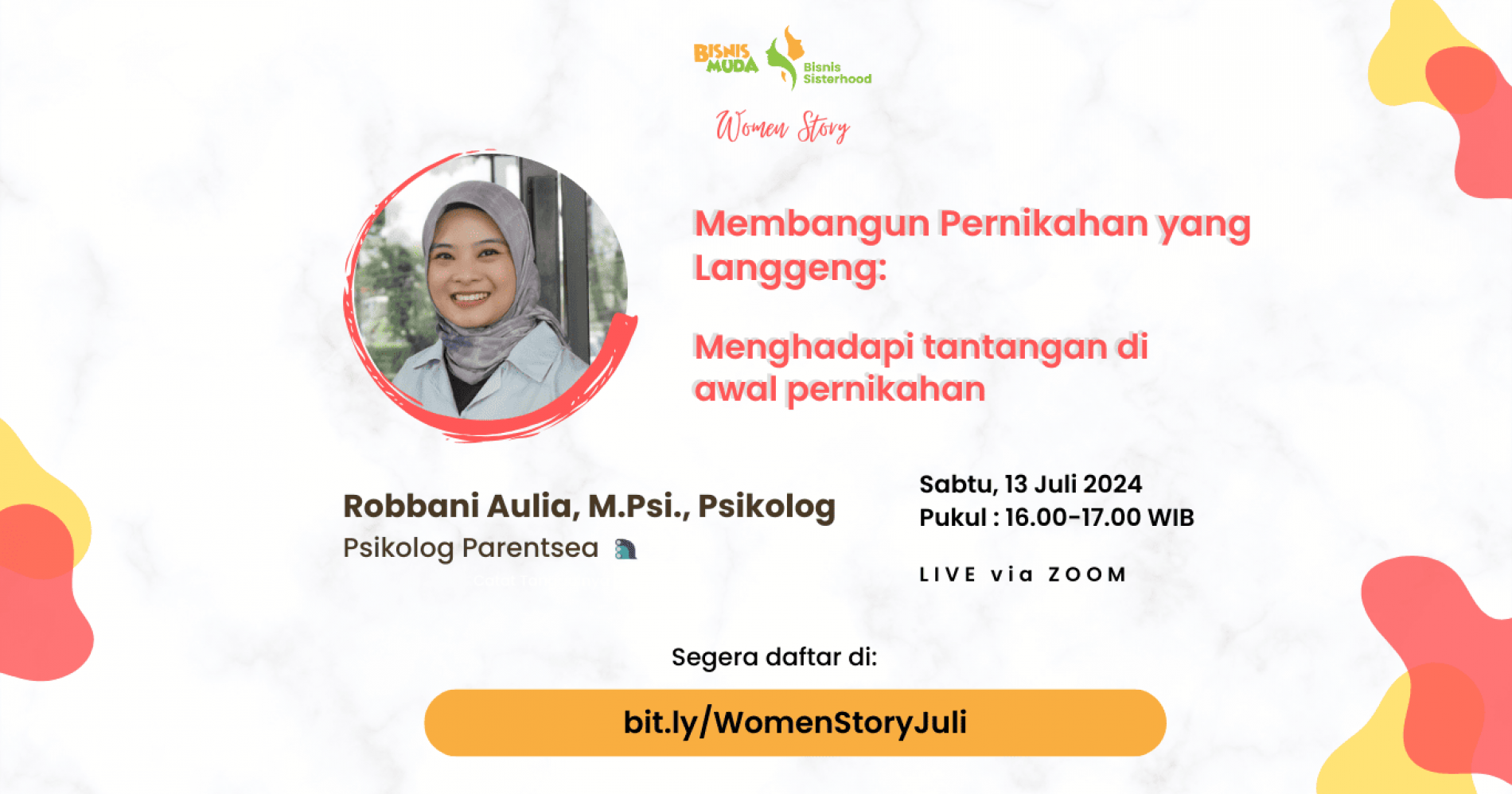 Kegiatan women story yang membahas tentang persiapan pernikahan yang langgeng dengan Psikolog dari Parentsea (Dokumen Bisnis Muda)