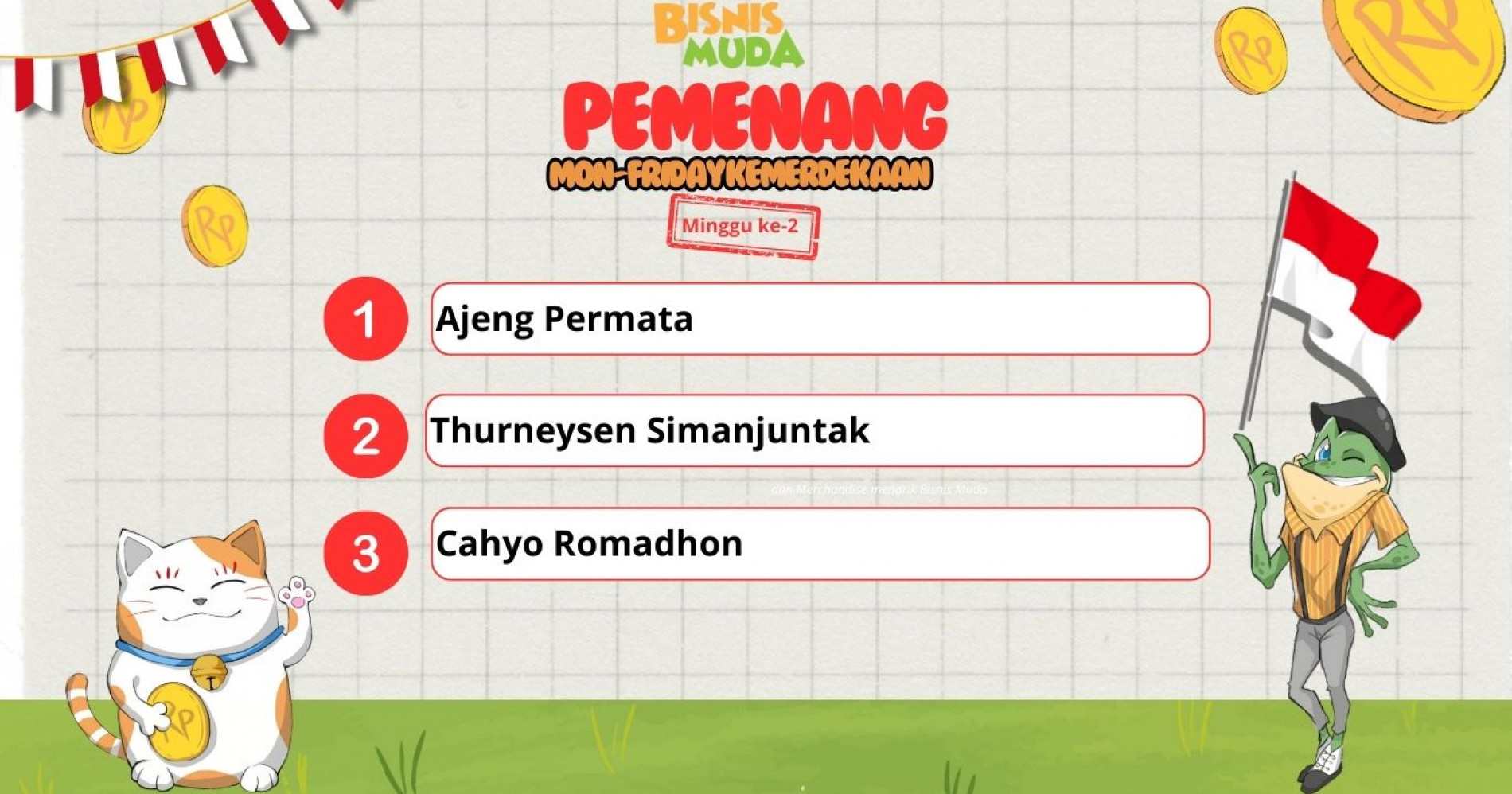 Pemenang Mon-Friday Challenge spesial kemerdekaan minggu ke-2