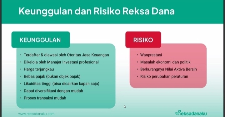 Keunggulan dan Risiko Reksa Dana - Sumber: Webinar Ngobrol Asyik