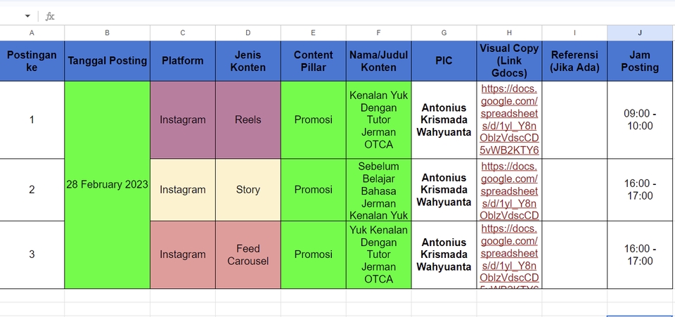 Contoh Content Planning