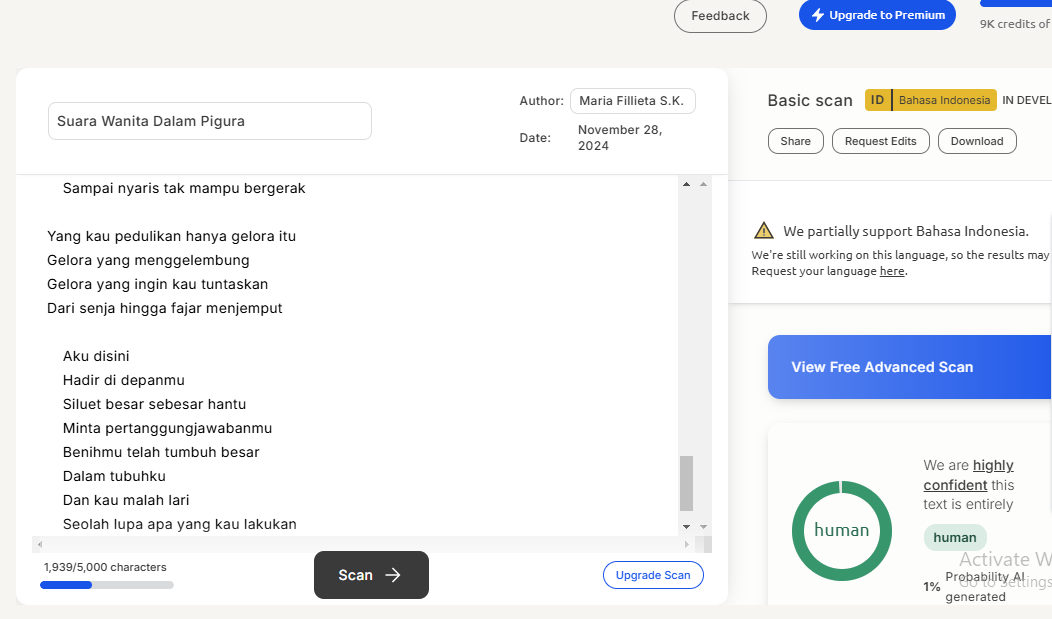 Contoh Ngecek Apakah Tulisan Dibuat Pakai AI atau Tidak