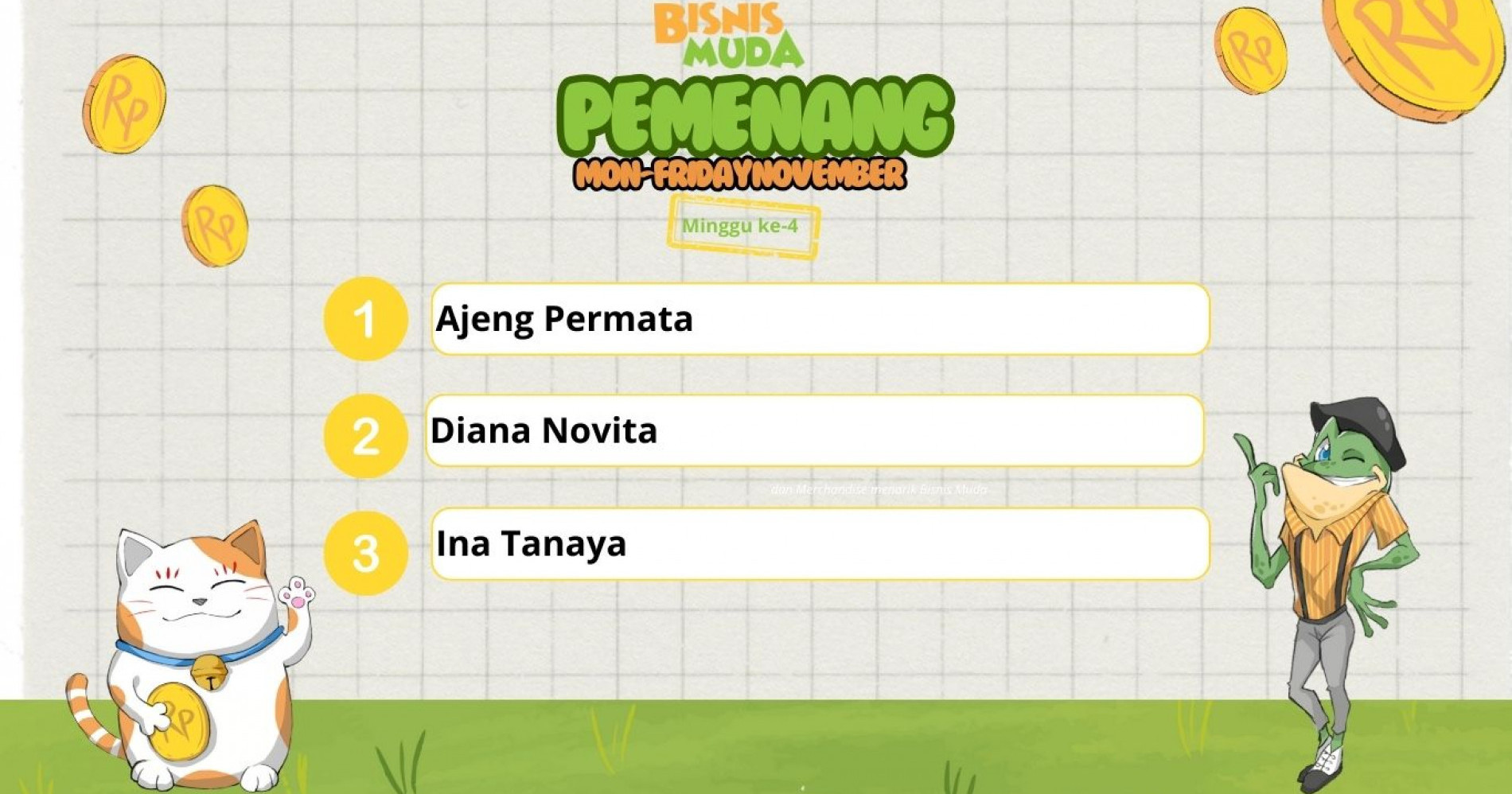 Pemenang Mon-FridayChallenge di Minggu Terakhir (Dokumen Bisnis Muda)