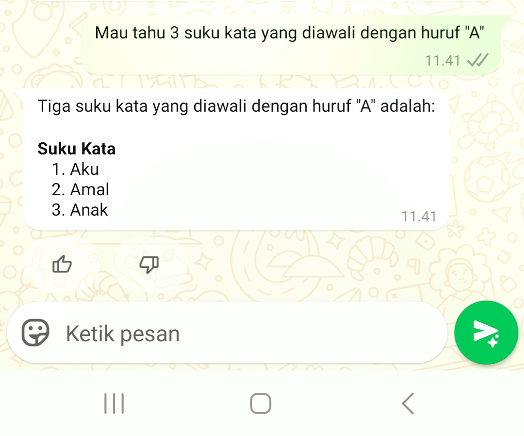 Contoh sederhana pemanfaatan fitur meta AI yang tidak relevan (sumber: dokpri)