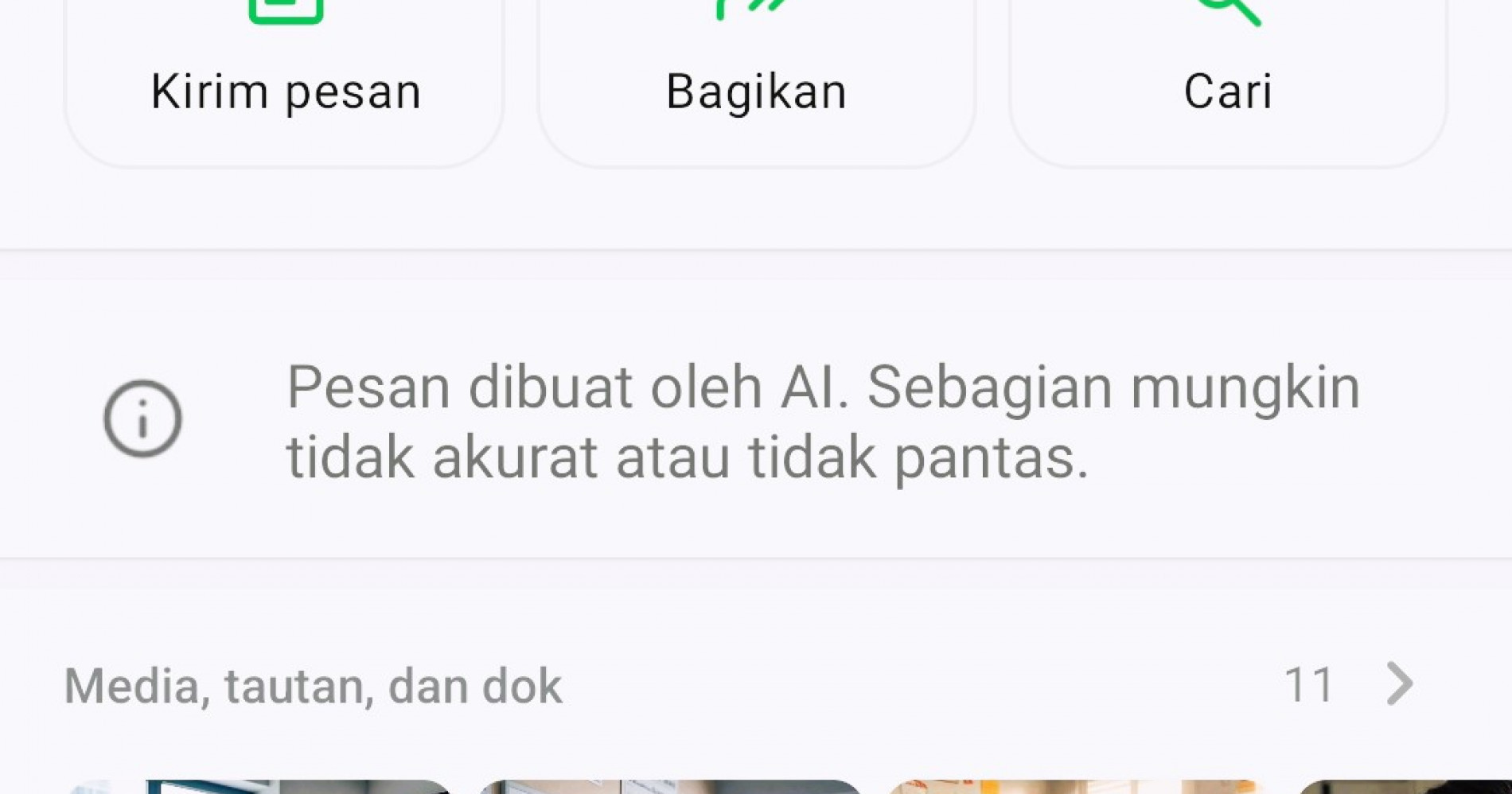 Fitur Meta AI di WhatsApp (Sumber gambar: tangkapan layar ponsel pribadi)