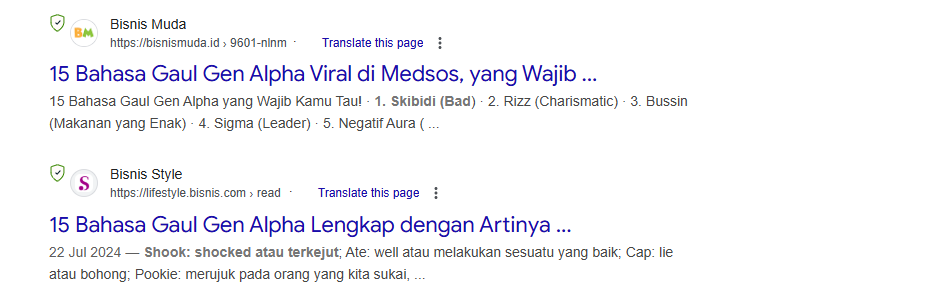 Tangkapan Layar SERP (Dokumen Bisnis Muda)