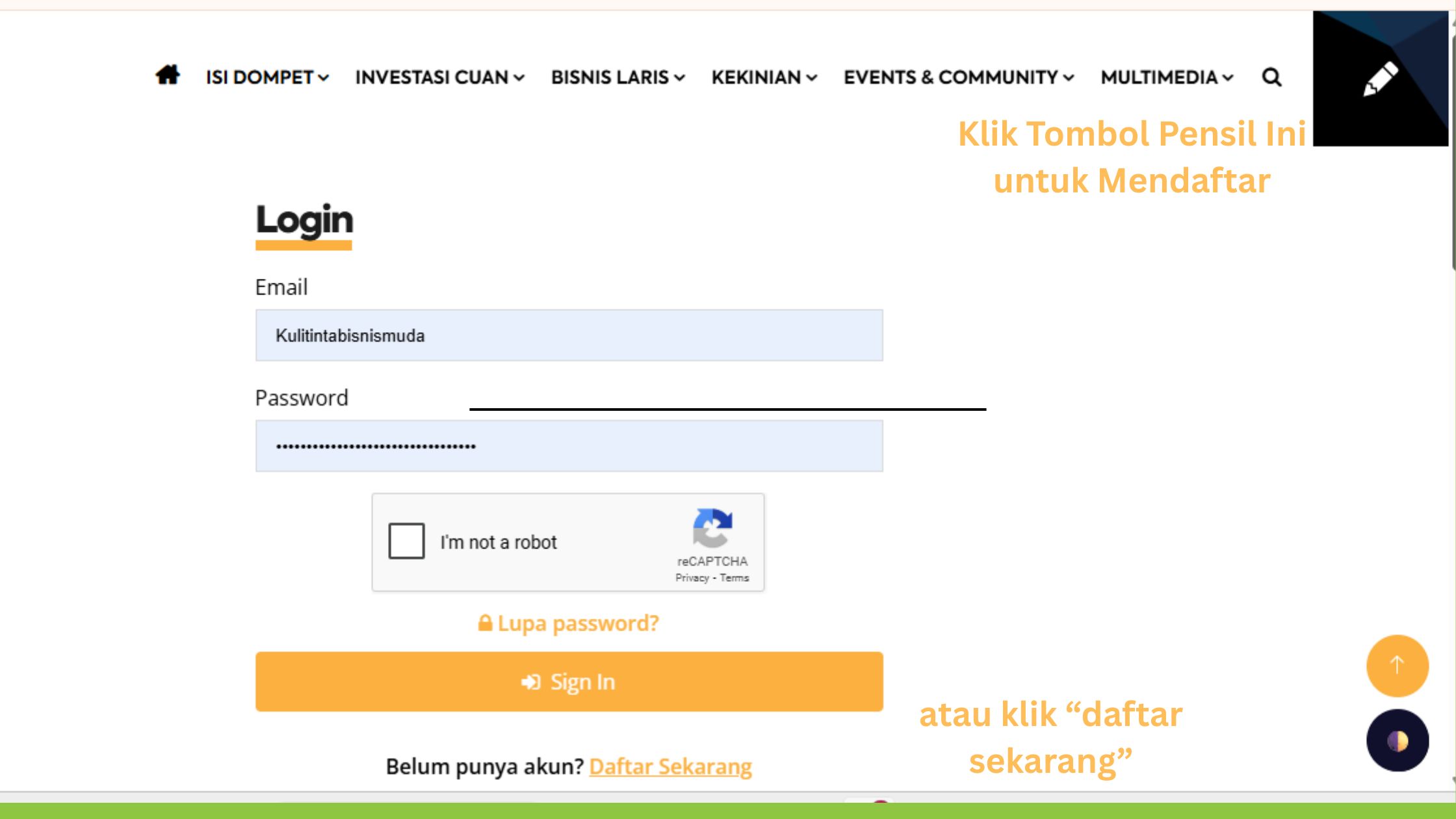 Mendaftar di Bisnis Muda