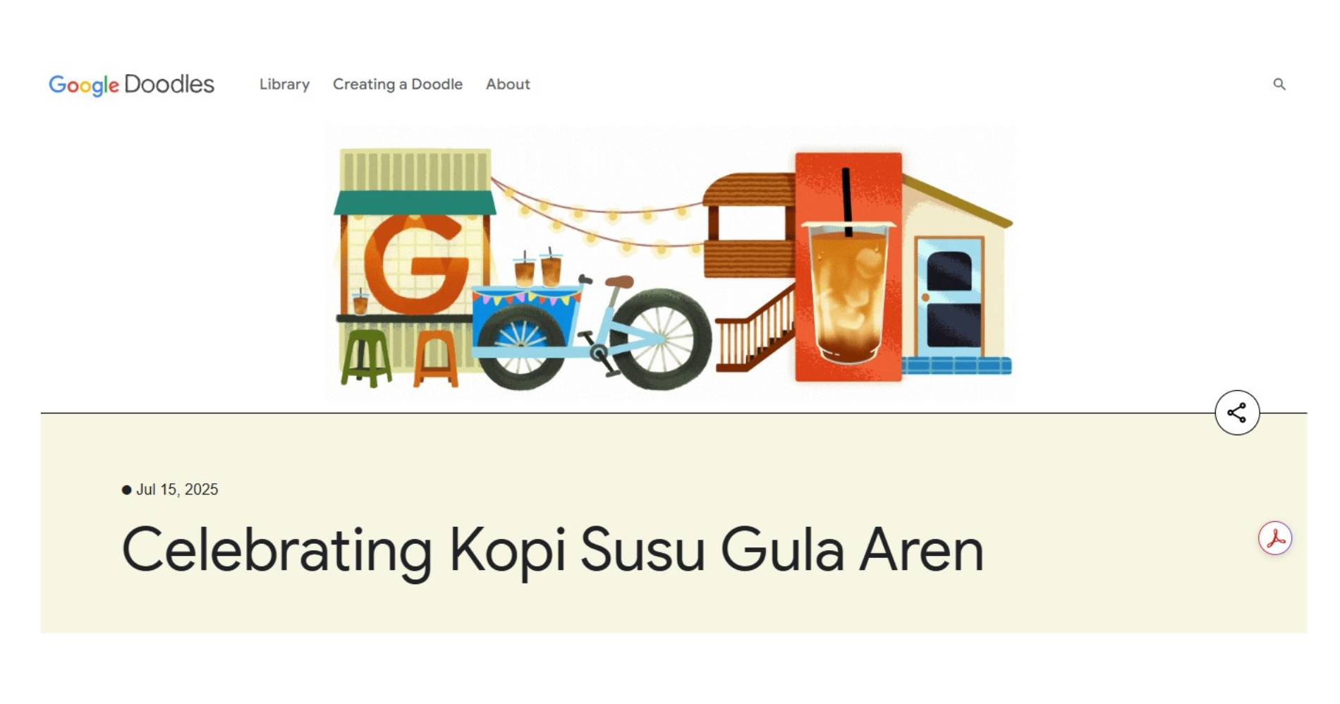 Laman Google Doodle yang Merayakan Hari Kopi Susu Gula Aren (Sumber gambar: Tangkapan Layar Google) Laman Google Doodle yang Merayakan Hari Kopi Susu Gula Aren (Sumber gambar: Tangkapan Layar Google)