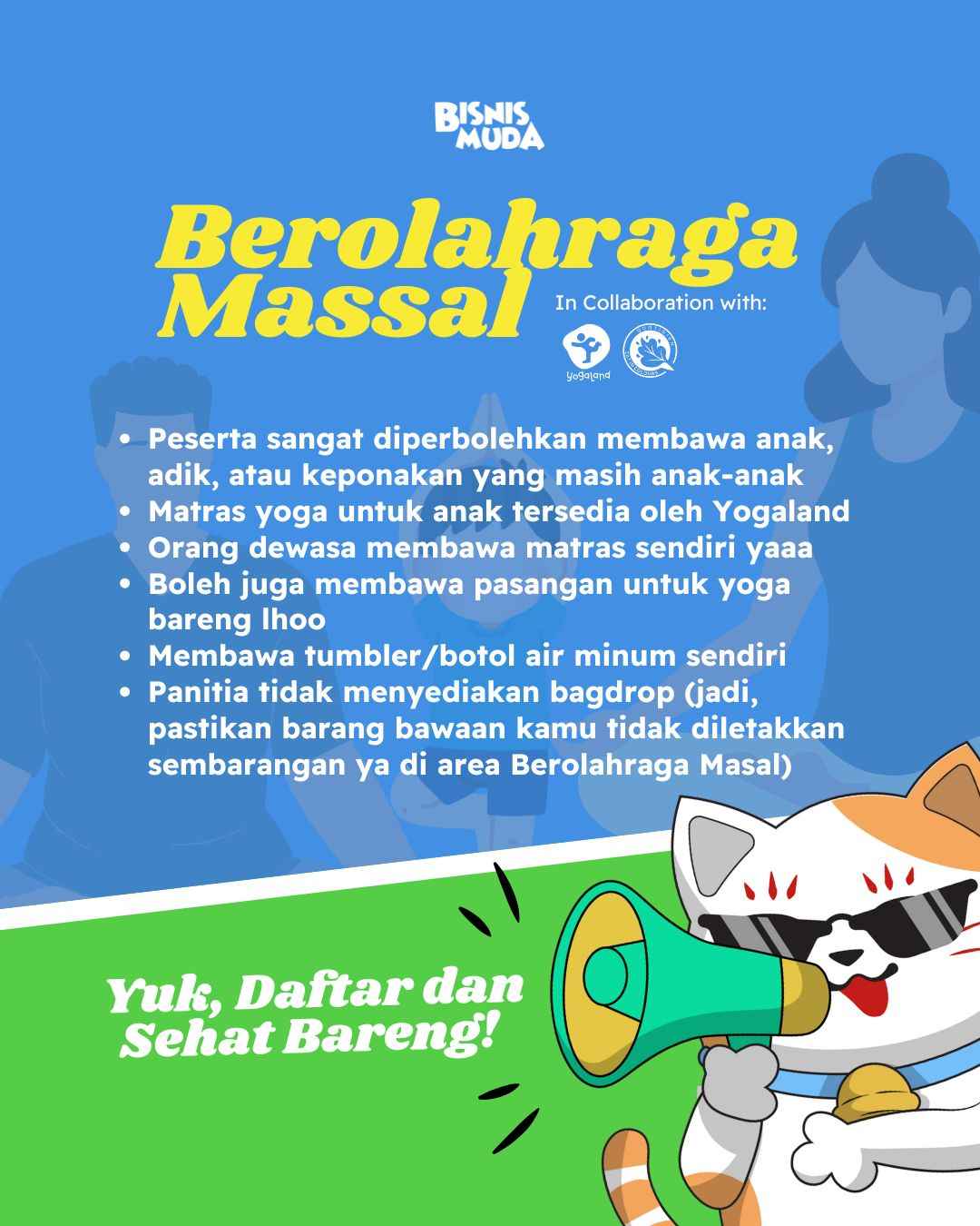 Berolahraga Massal Bisnis Muda in Collaboration with Yogaland & Quotidien Salad