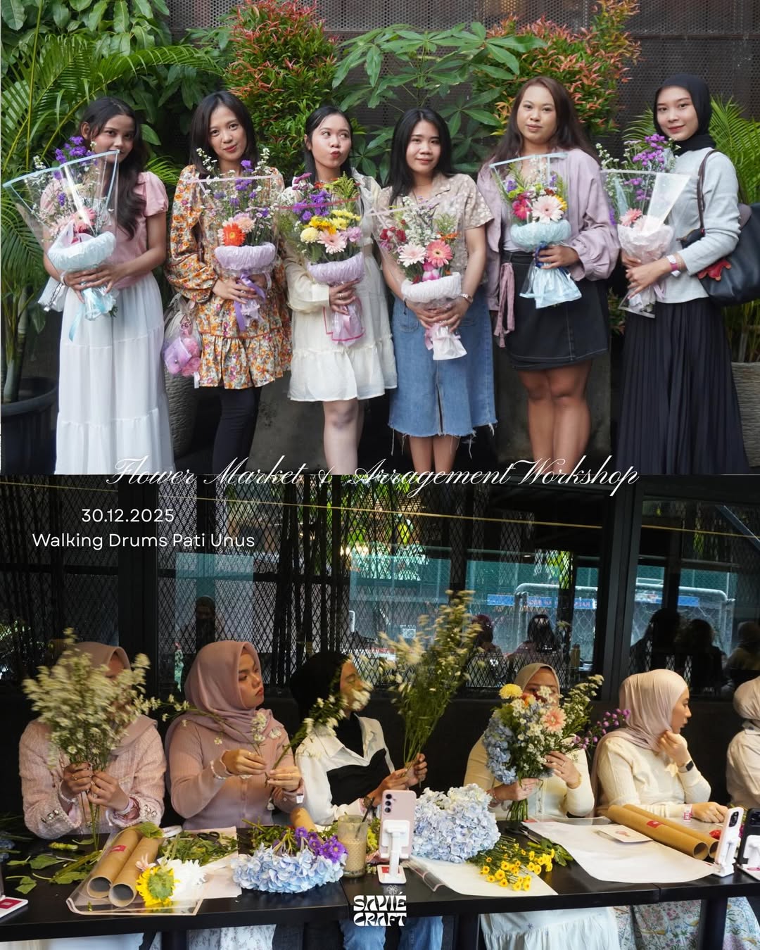 Kegiatan merangkai bunga komunitas di Walking Drums (Instagram @walkingdrums)