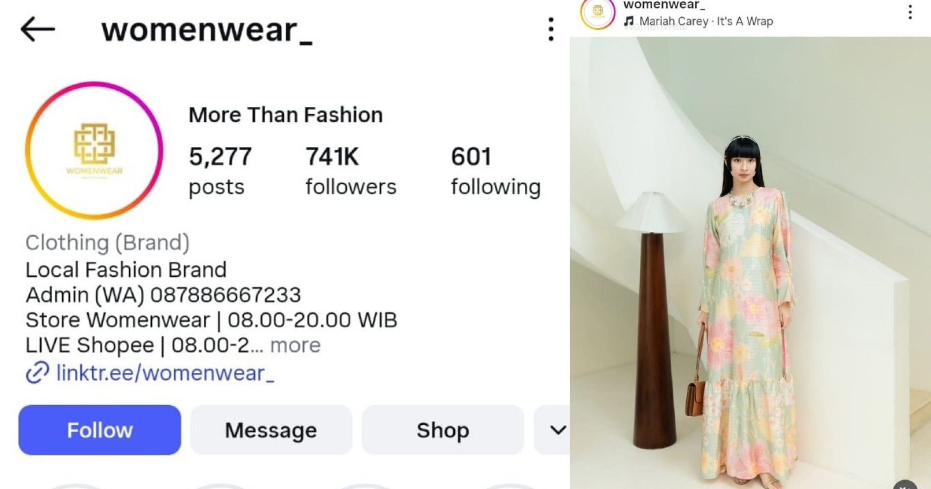 Ilustrasi Womenwear membangun brand awareness produk lewat instagram (Foto Instagram @womenwear_)