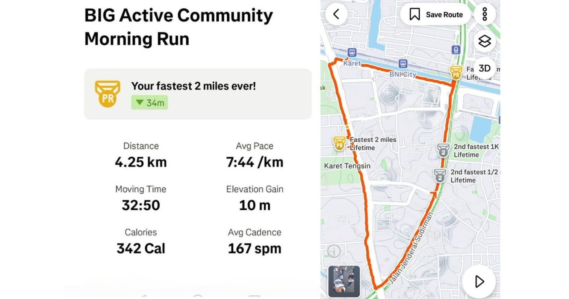 Ilustrasi menggunakan aplikasi Strava (Foto Dok Bisnis Muda)